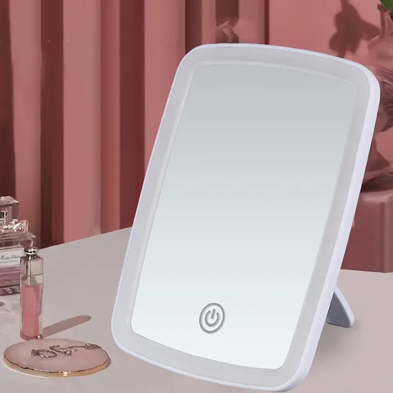Espejo de maquillaje LED con sensor táctil: 3 modos de color, portátil y recargable.