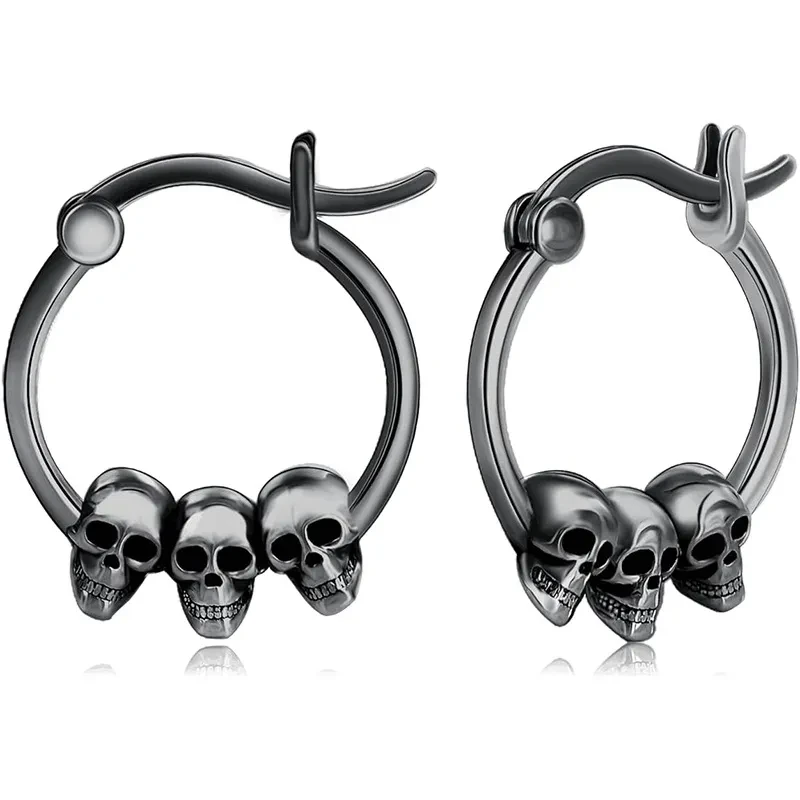 Pendientes de clip con calavera retro de Halloween