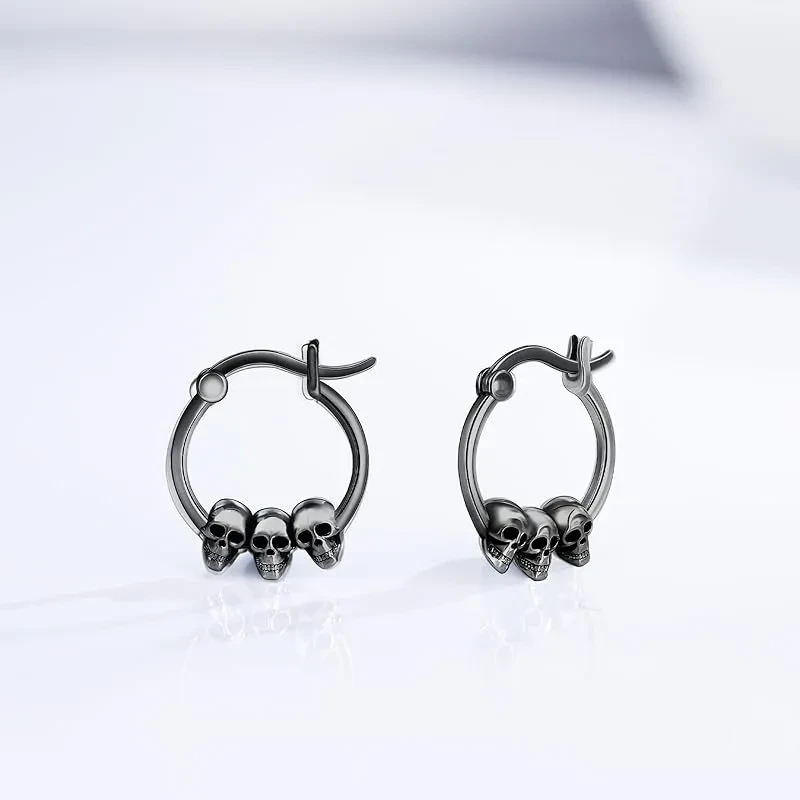 Pendientes de clip con calavera retro de Halloween