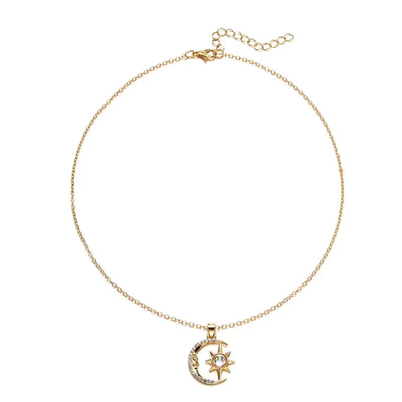 Collar de luna de diamantes de joyería de moda para mujer