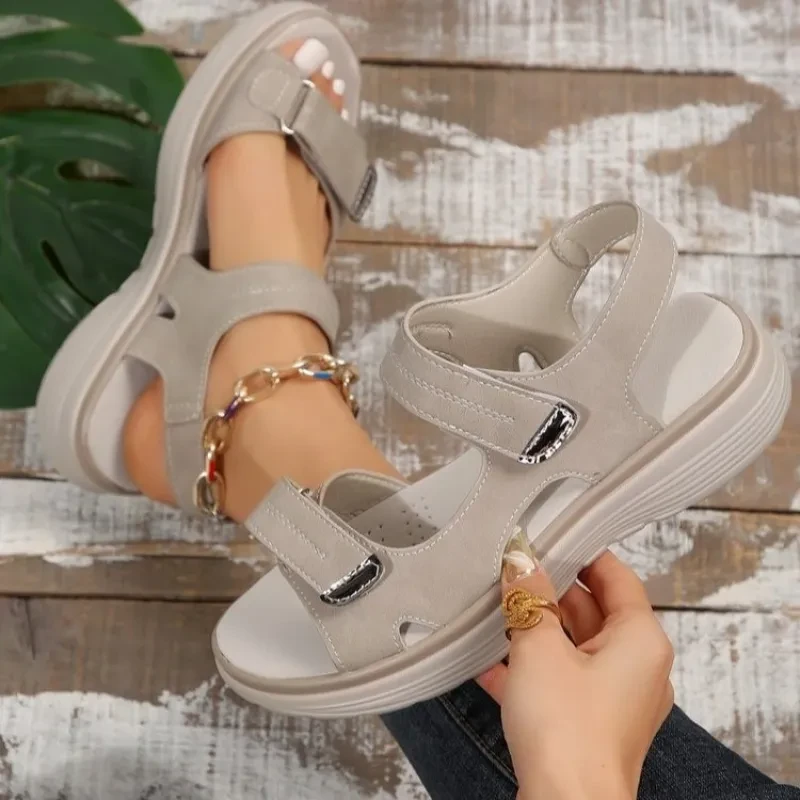 Sandalias casuales con diseño de velcro Sandalias cómodas de verano para mujer