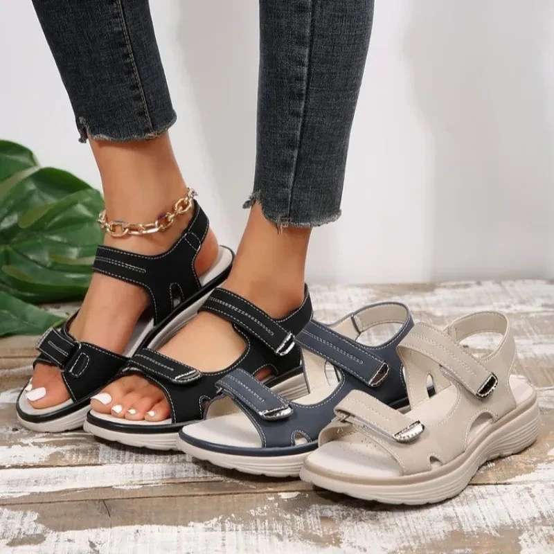 Sandalias casuales con diseño de velcro Sandalias cómodas de verano para mujer