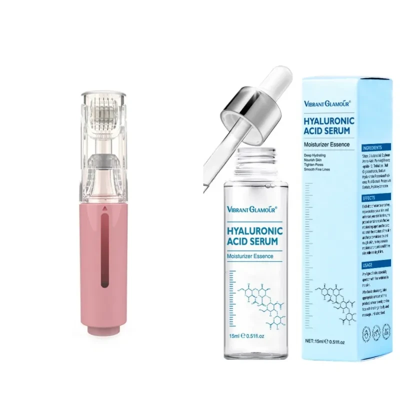 Rodillo 3 en 1 para el cuidado de los labios, rodillo de agujas, rodillo para el crecimiento de la barba, rodillo para el crecimiento del vello facial, tratamiento y suero para barba.