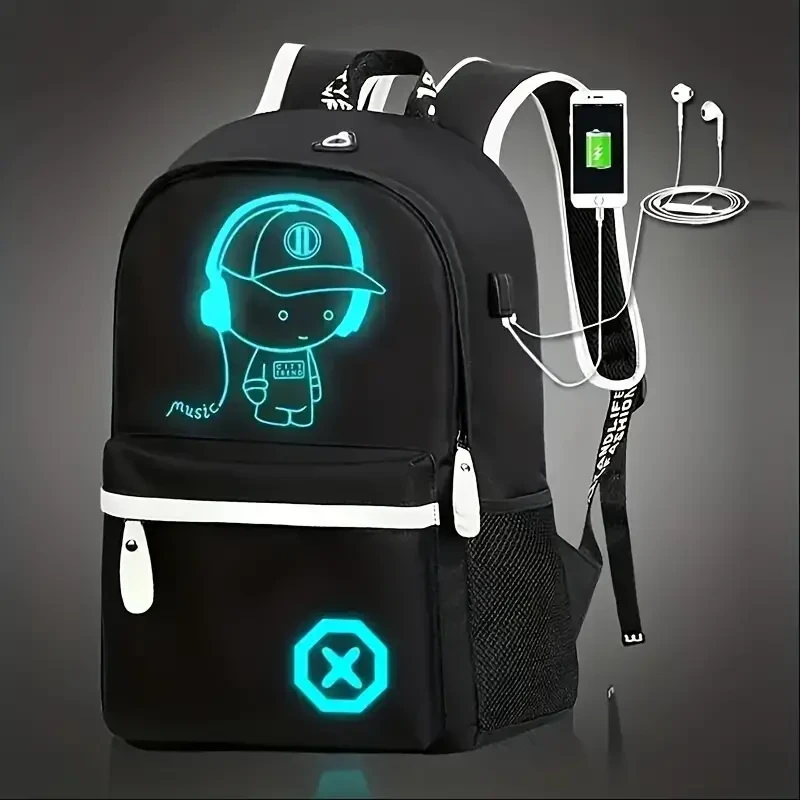 Conjunto de 2 piezas: mochila de viaje informal y elegante y bolso bandolera con dibujos animados
