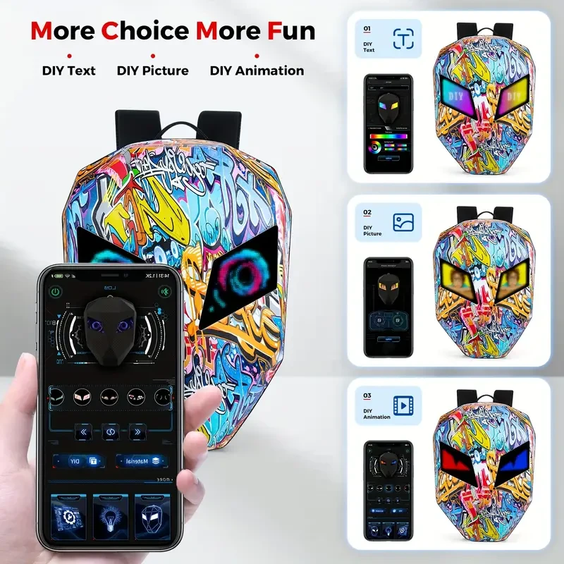 Mochila LED estilo grafiti para casco de motocicleta