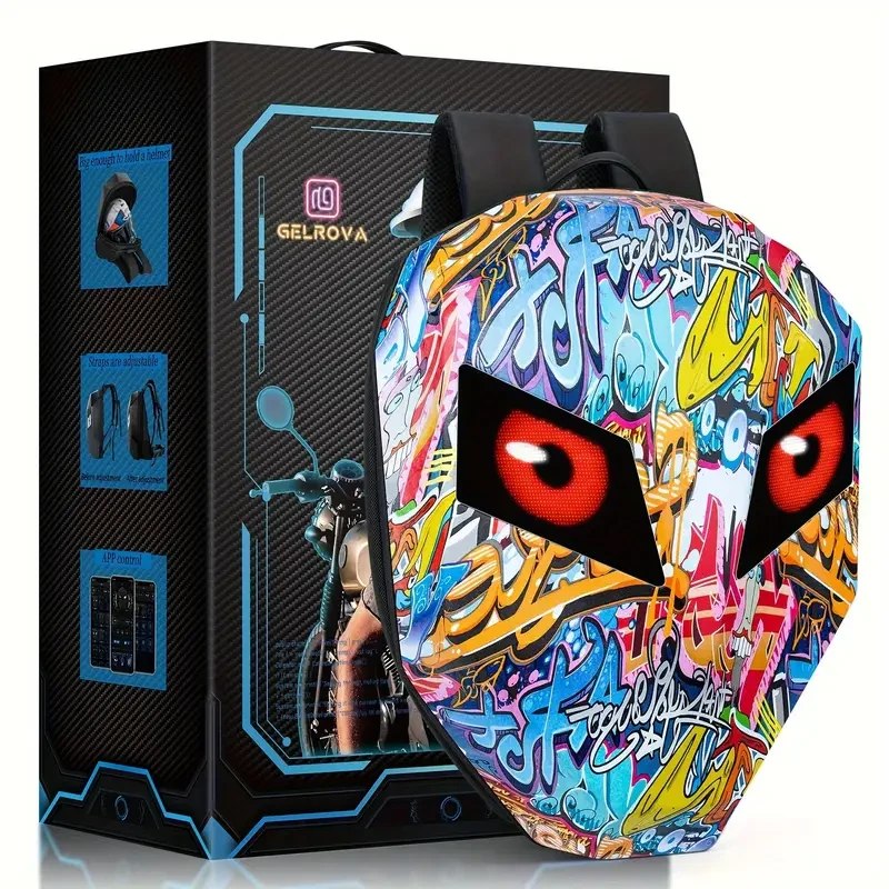 Mochila LED estilo grafiti para casco de motocicleta