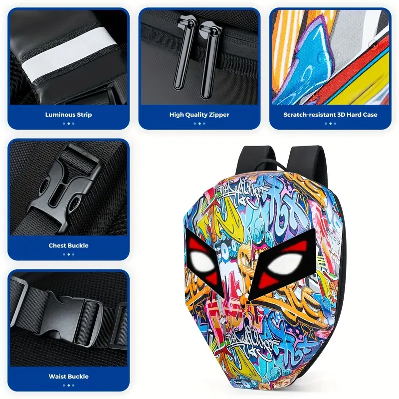 Mochila LED estilo grafiti para casco de motocicleta