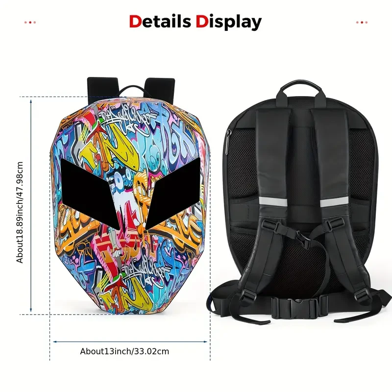 Mochila LED estilo grafiti para casco de motocicleta