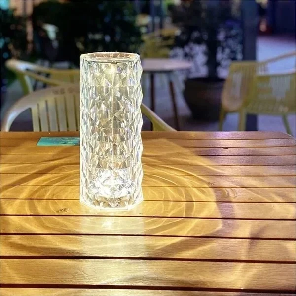 Lámpara de cristal rosa con control táctil