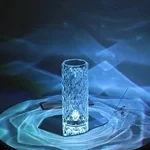 Lámpara de cristal rosa con control táctil