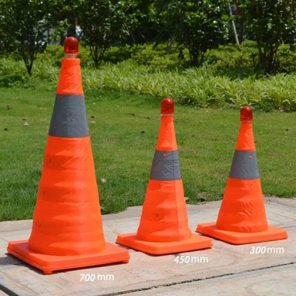 Cono de seguridad reflectante de tráfico plegable con luces LED