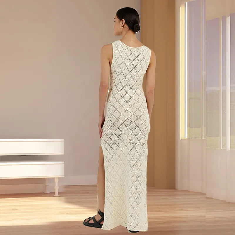 Vestido largo de punto calado para mujer de Amazon