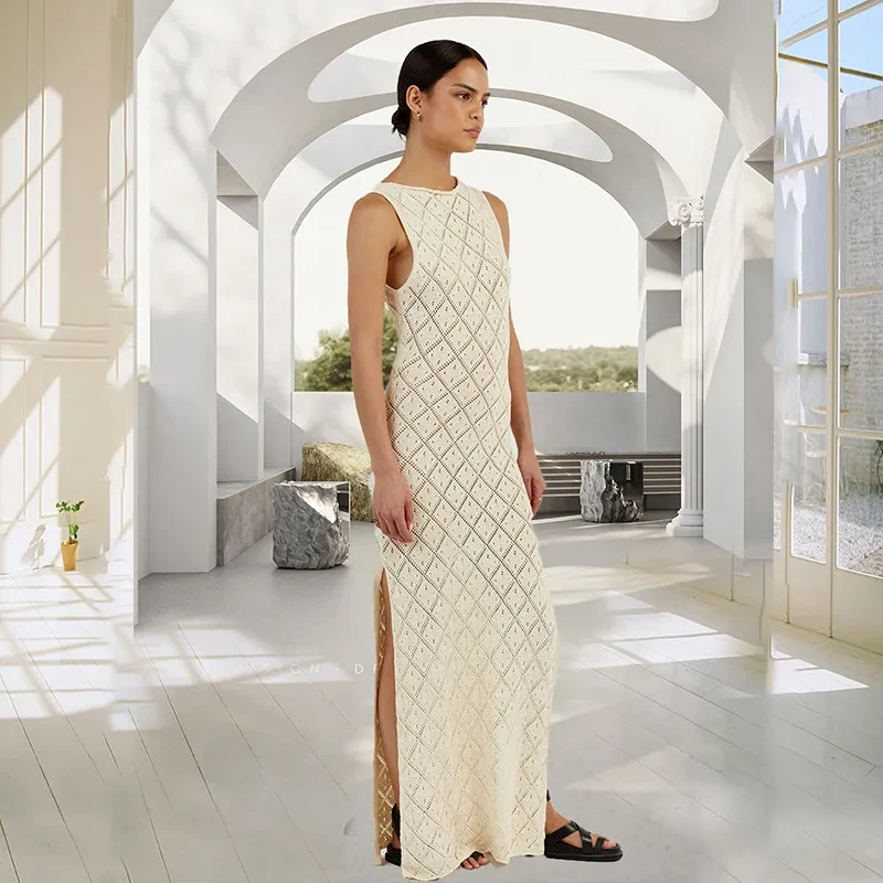 Vestido largo de punto calado para mujer de Amazon