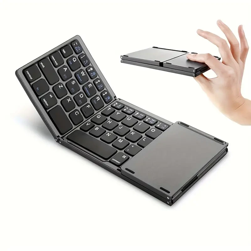 Teclado inalámbrico triple plegable B033 para ordenador, oficina, silencioso, ultrafino y portátil.