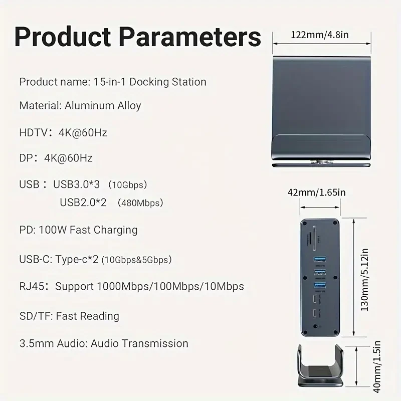 Estación de acoplamiento USB-C 15 en 1: la solución de conectividad definitiva para portátiles