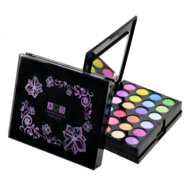 Caja de maquillaje con 24 sombras de ojos, 8 labiales, 4 rubores, 3 polvos, 39 discos de maquillaje de color, bandeja de maquillaje combinada.