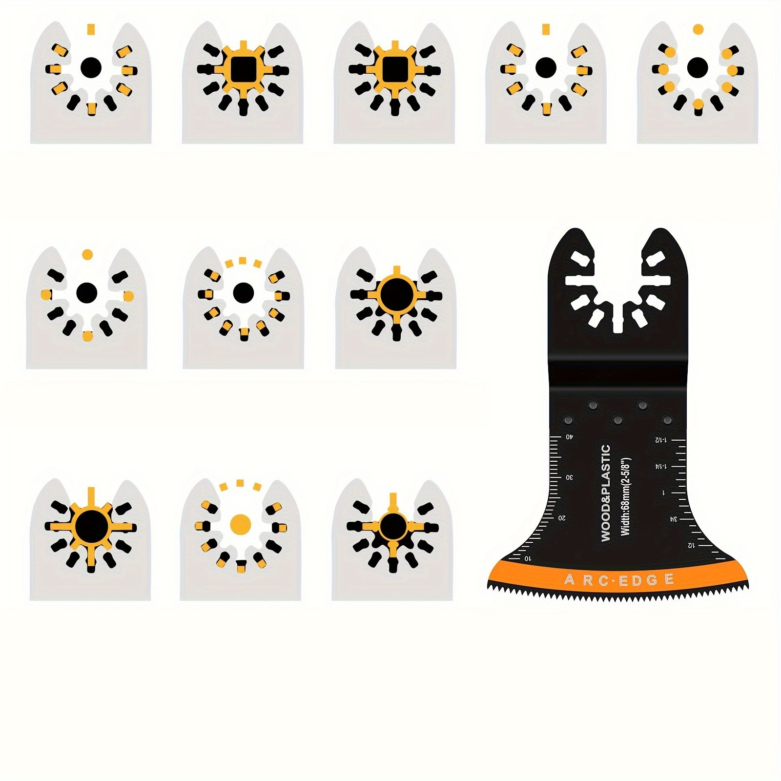 50 hojas de sierra oscilantes de acero con alto contenido de carbono, 44 mm, filo de arco, afiladas y resistentes al desgaste, corte rápido para madera, plástico y metal.