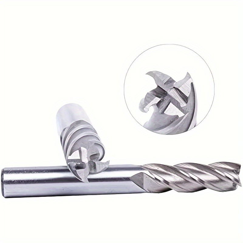 Juego de 8 fresas rectas HSS de 4 flautas, brocas de precisión de 1/16" a 1/2", para metal, madera y plástico, duraderas y versátiles.