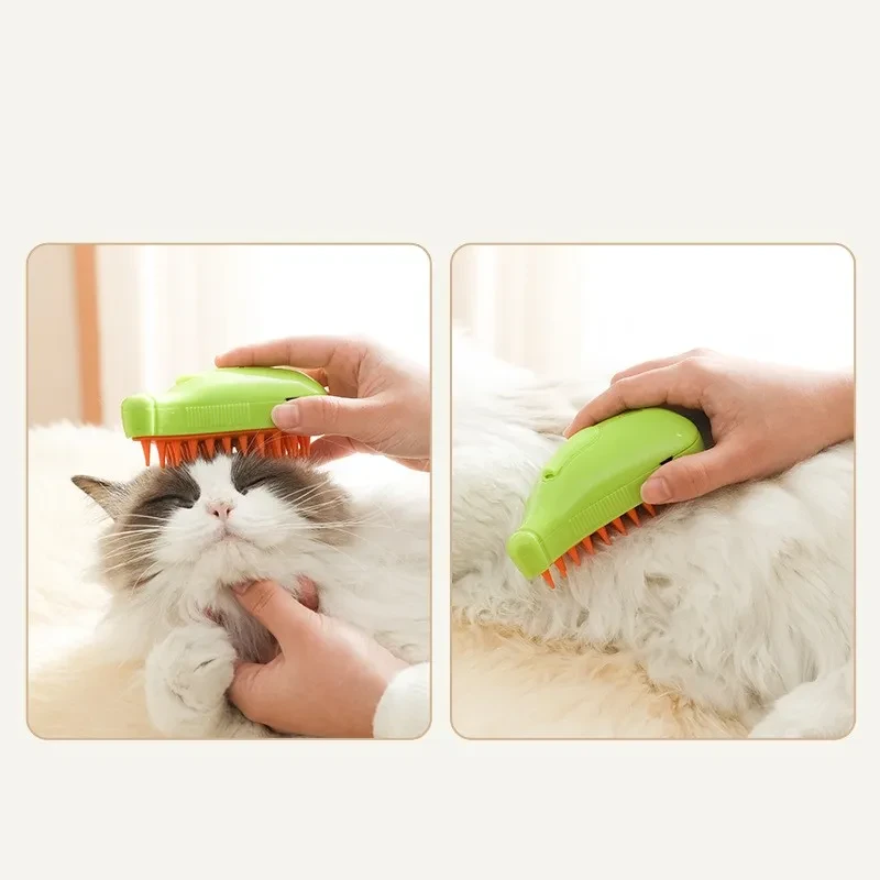 Cepillo de vapor 3 en 1 para mascotas, limpieza para gatos y perros, masaje con vapor, peine de belleza, depilación, accesorios para mascotas.