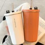 Vaso de café con pajita elástica de 600 ml