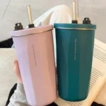 Vaso de café con pajita elástica de 600 ml