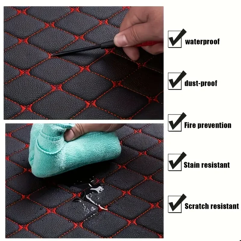 4 alfombrillas de piel premium para coche: universales, impermeables y antideslizantes.