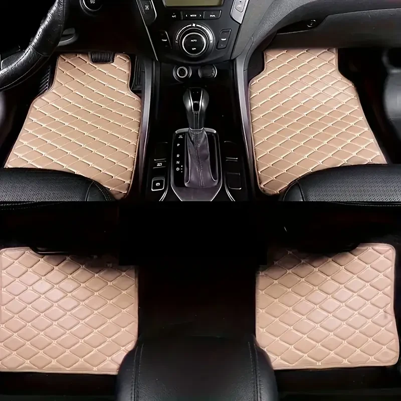 4 alfombrillas de piel premium para coche: universales, impermeables y antideslizantes.