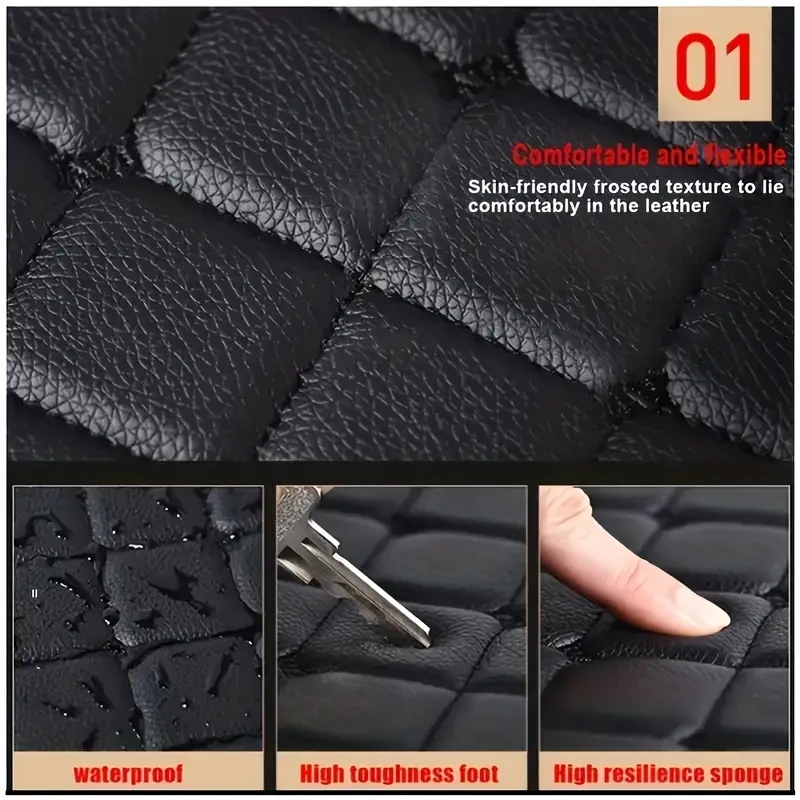 4 alfombrillas de piel premium para coche: universales, impermeables y antideslizantes.