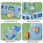 Vaso de agua portátil con forma de autobús para niños de silicona de grado alimenticio