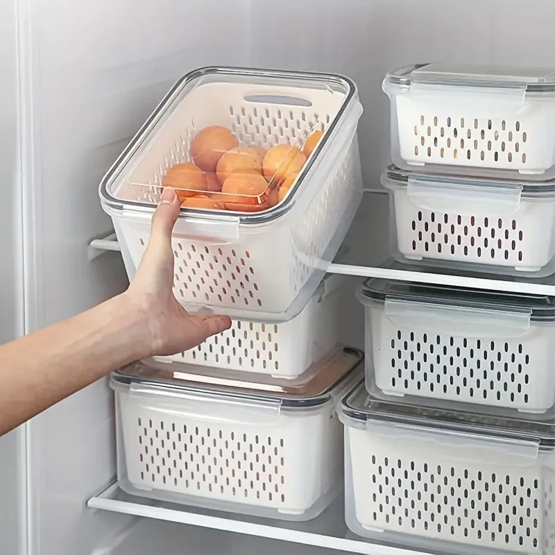 Caja de almacenamiento para refrigerador: organizador para verduras y frutas frescas