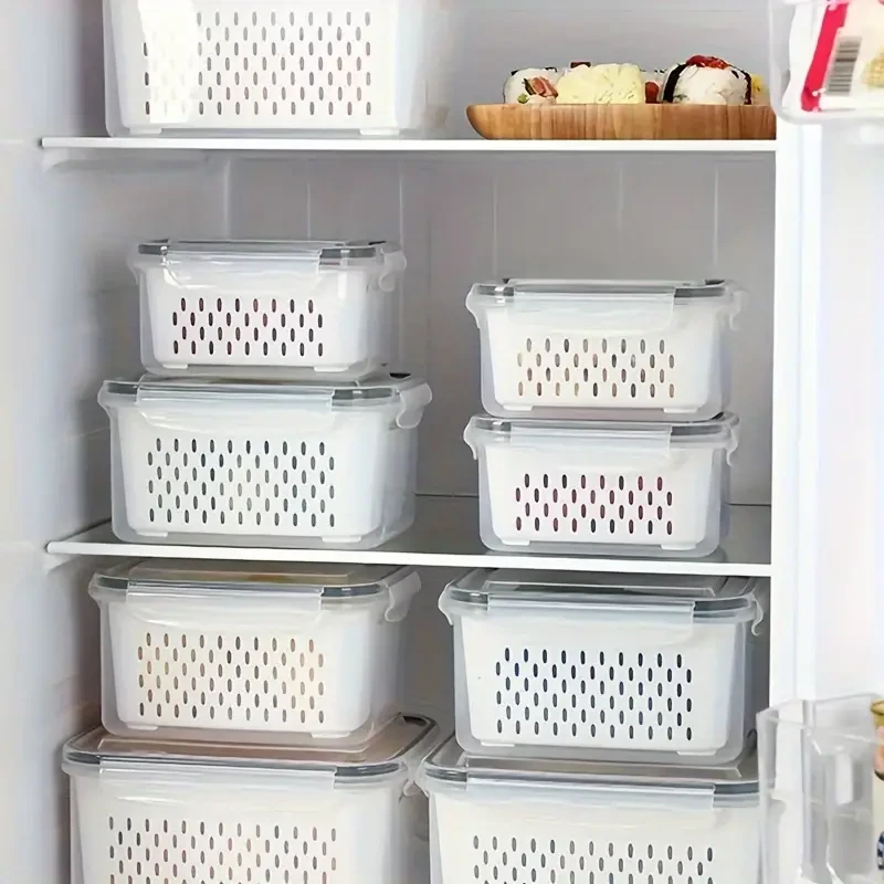 Caja de almacenamiento para refrigerador: organizador para verduras y frutas frescas