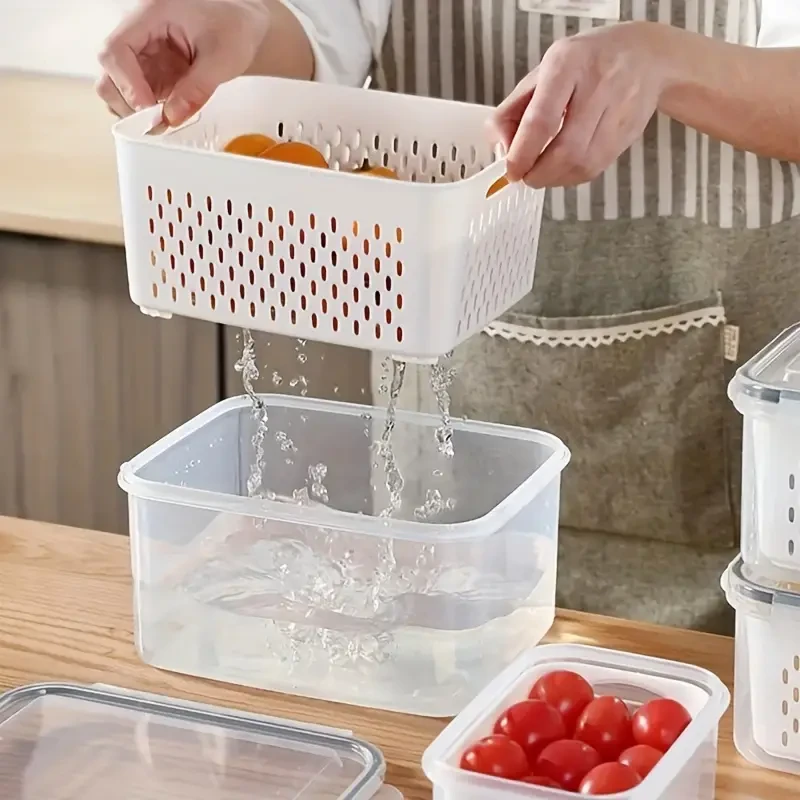 Caja de almacenamiento para refrigerador: organizador para verduras y frutas frescas