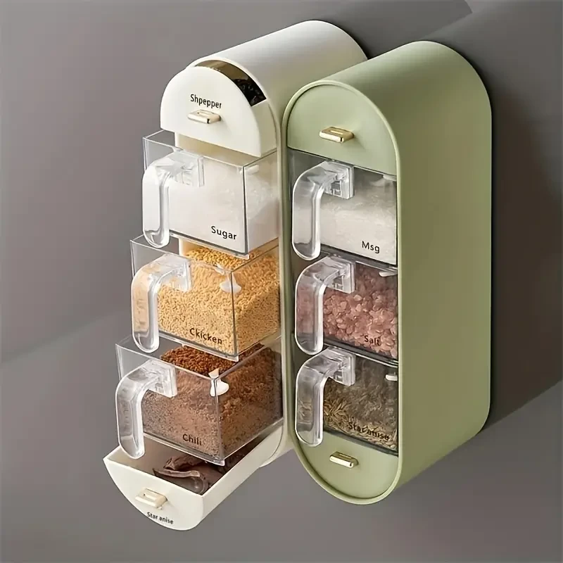Caja de condimentos de pared: organizador de especias de 5 compartimentos para una cocina ordenada