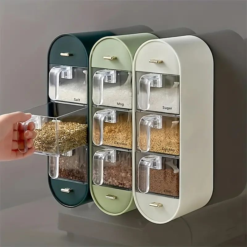 Caja de condimentos de pared: organizador de especias de 5 compartimentos para una cocina ordenada