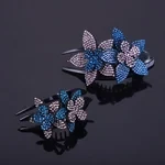 Pinza para el pelo con doble flor de diamantes de imitación