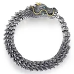 Pulsera de cadena de dragón de plata hecha a mano