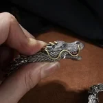 Pulsera de cadena de dragón de plata hecha a mano