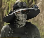 Sombrero de pesca al aire libre con ventilador solar de ala ancha - Carga solar y USB