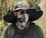Sombrero de pesca al aire libre con ventilador solar de ala ancha - Carga solar y USB