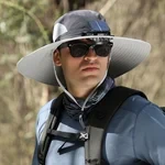 Sombrero de pesca al aire libre con ventilador solar de ala ancha - Carga solar y USB