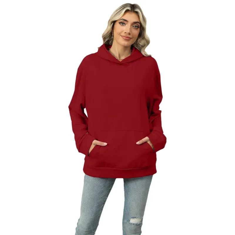 Sudadera informal con capucha y bolsillo para mujer