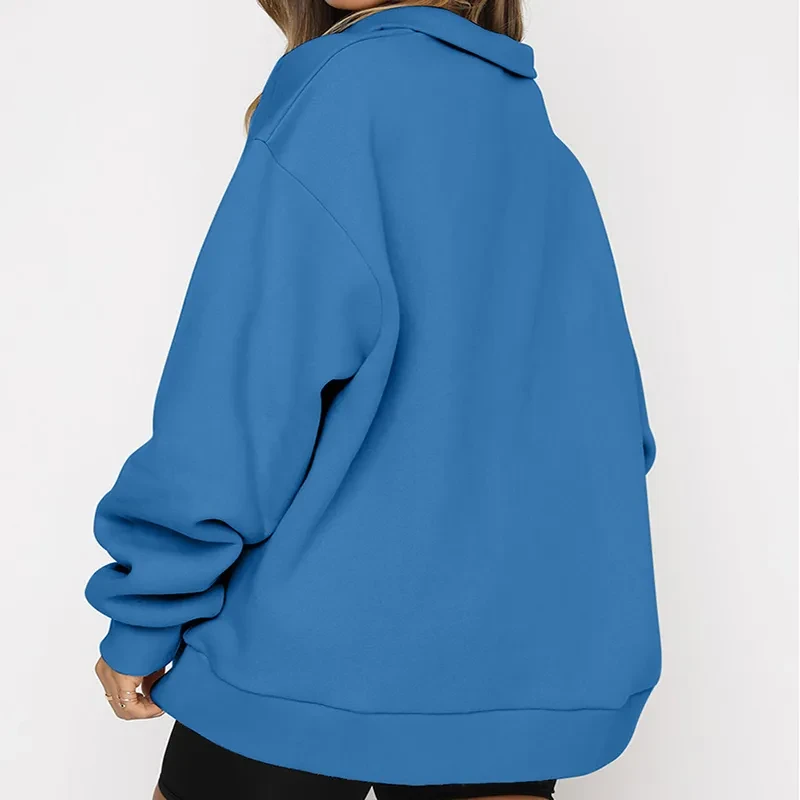 Sudadera con cremallera y cuello vuelto para mujer, blusas informales holgadas, ropa