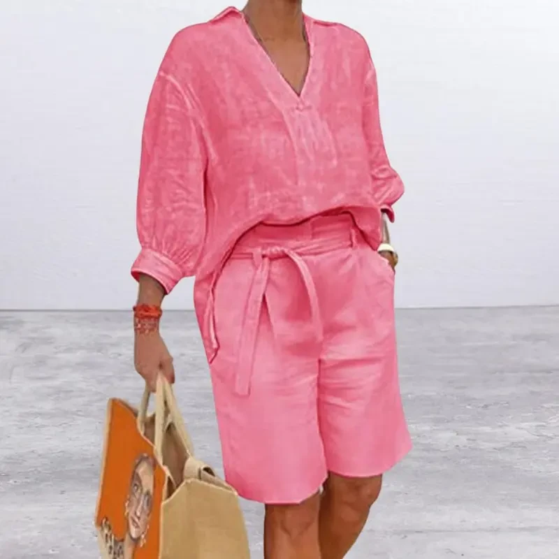 Conjunto casual de moda para mujer de algodón y lino