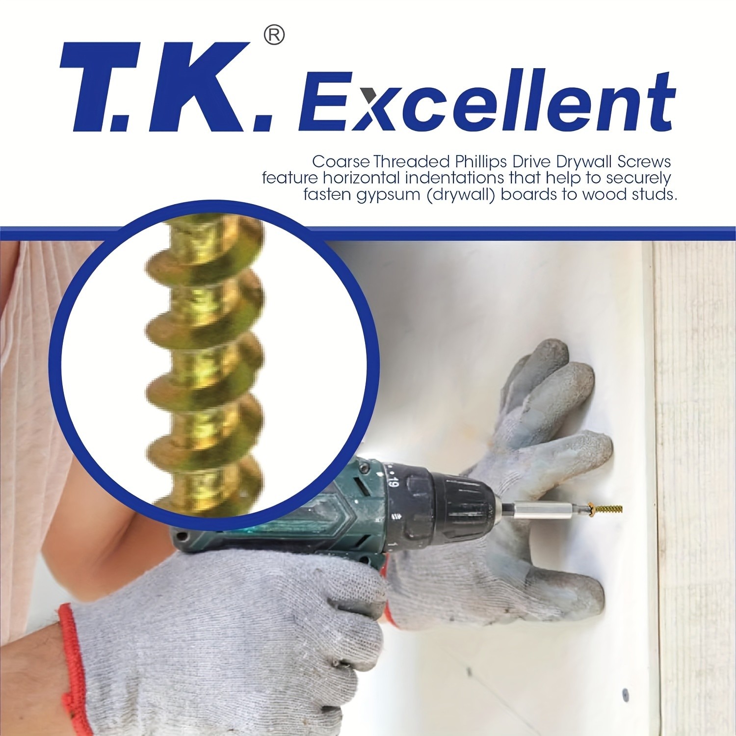 Kit surtido de tornillos para construcción de interiores de madera, rosca gruesa, cabeza de trompeta, de zinc amarillo, para paneles de yeso, 465 piezas