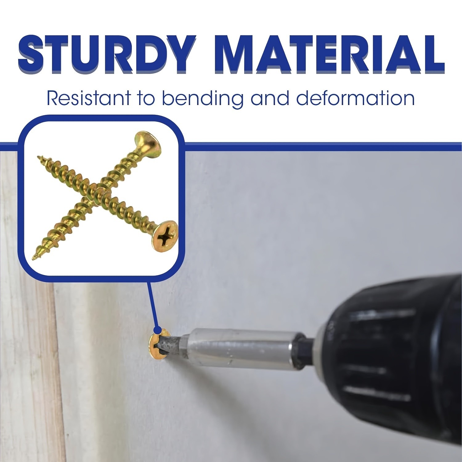Kit surtido de tornillos para construcción de interiores de madera, rosca gruesa, cabeza de trompeta, de zinc amarillo, para paneles de yeso, 465 piezas