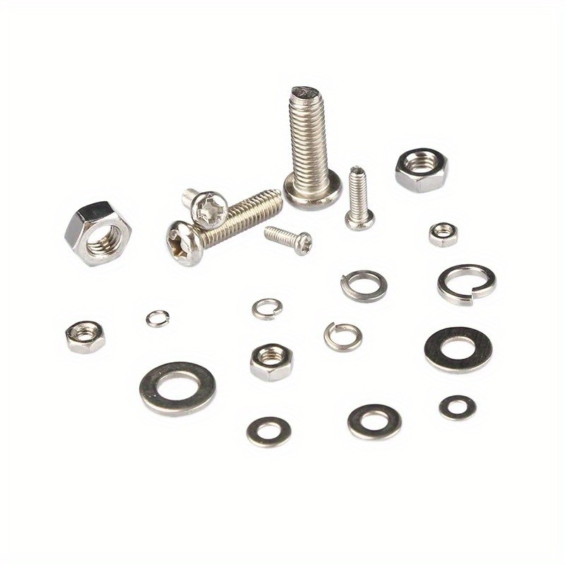 Kit surtido de 320 tornillos de acero inoxidable SS304, tornillos de cabeza hexagonal, tuercas y pernos M2, M2.5, M3, M4 y M5, juego de tuercas y pernos métricos.