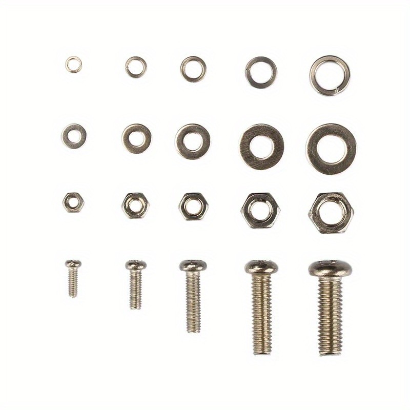 Kit surtido de 320 tornillos de acero inoxidable SS304, tornillos de cabeza hexagonal, tuercas y pernos M2, M2.5, M3, M4 y M5, juego de tuercas y pernos métricos.
