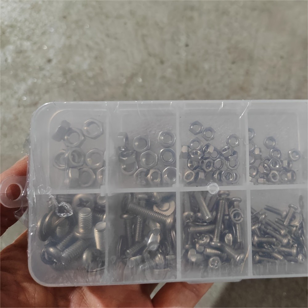Kit surtido de 320 tornillos de acero inoxidable SS304, tornillos de cabeza hexagonal, tuercas y pernos M2, M2.5, M3, M4 y M5, juego de tuercas y pernos métricos.