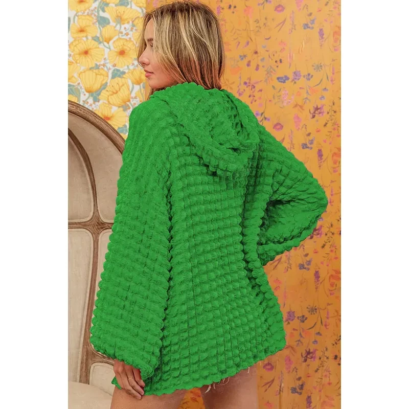 Sudadera con capucha de burbujas para mujer, informal, holgada, de manga larga, con capucha