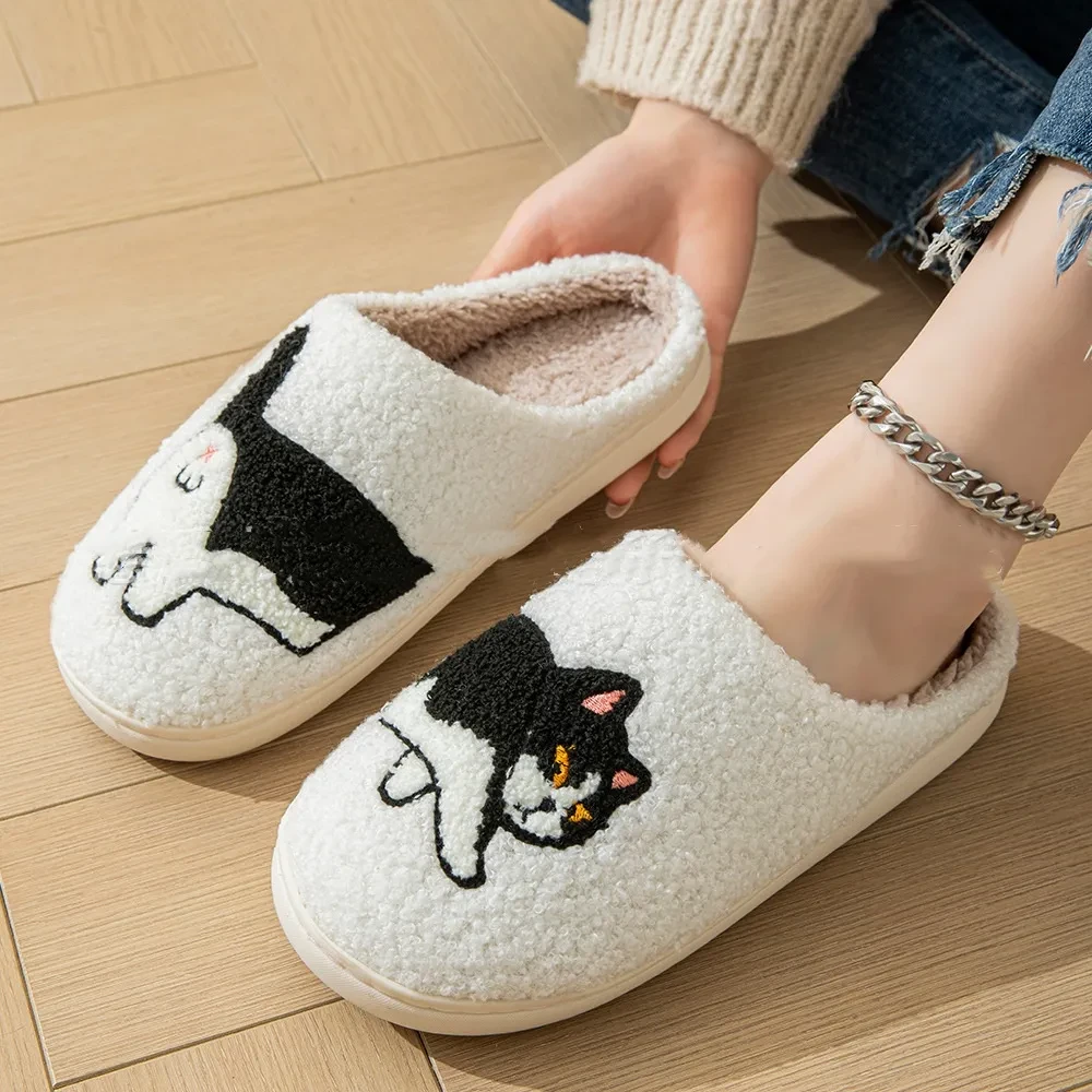Pantuflas de algodón con dibujos animados para mujer y hombre, para interior y exterior, para otoño e invierno, cálidas y suaves.